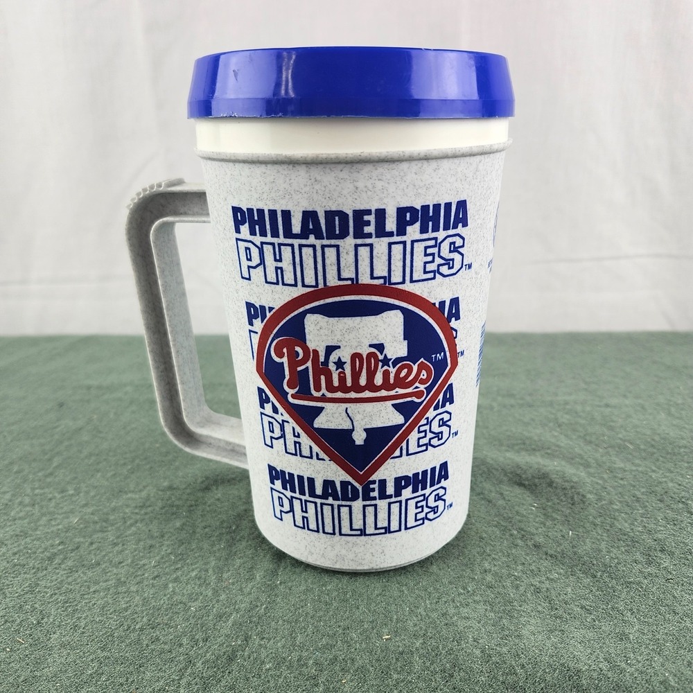 MLB PHILADELPHIA PHILLIES VINTAGE 1990s TRAVEL PLASTIC‎ MUG